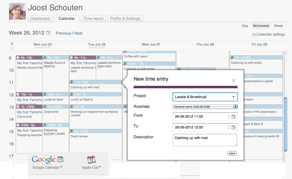 Web-based timesheets